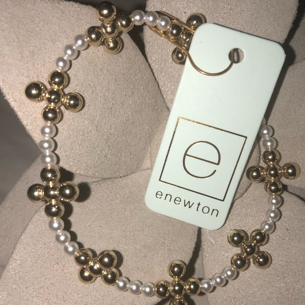 ENewton Sincerity Pearl and Gold signature cross Bracelet NWT